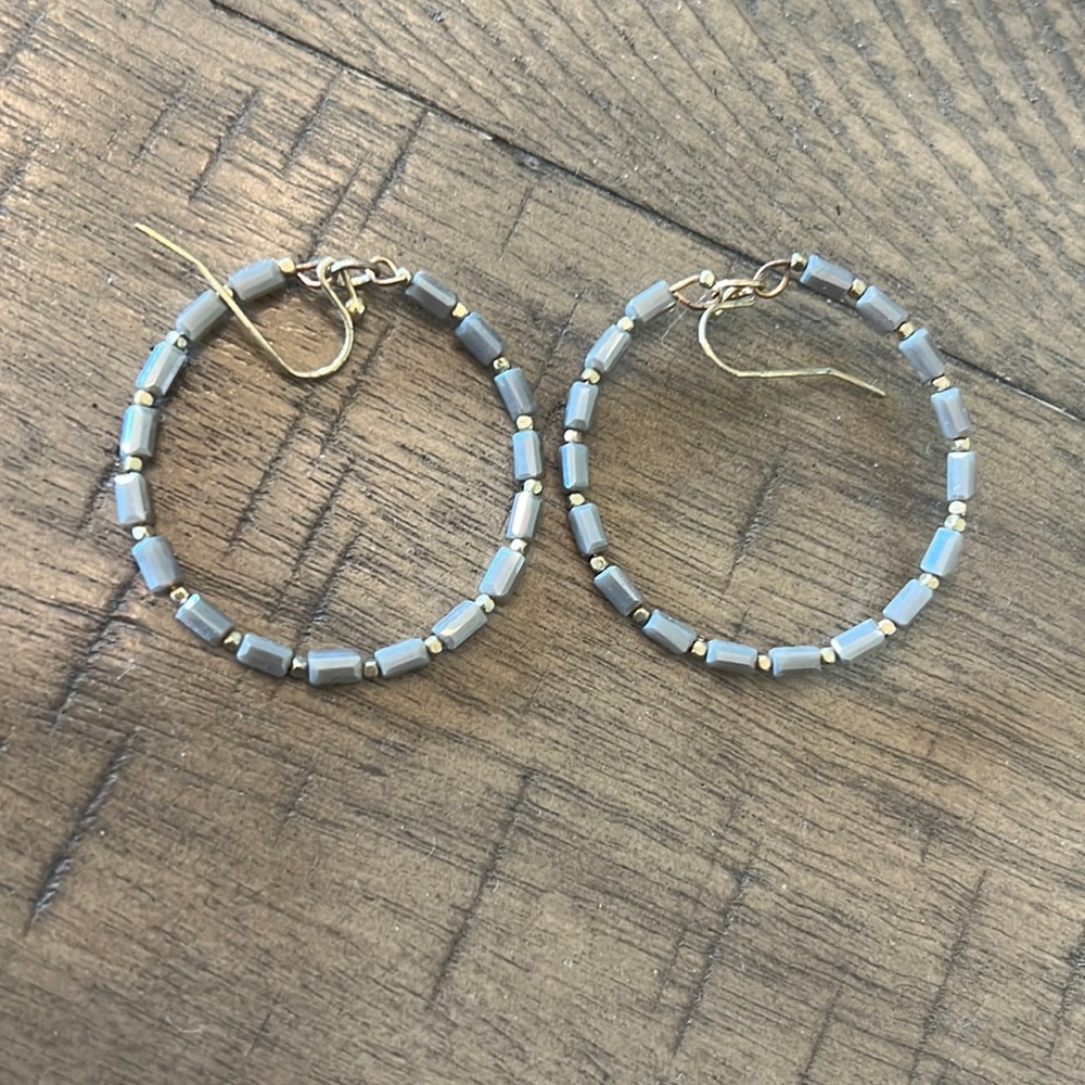Blue Gray Hoop Earrings